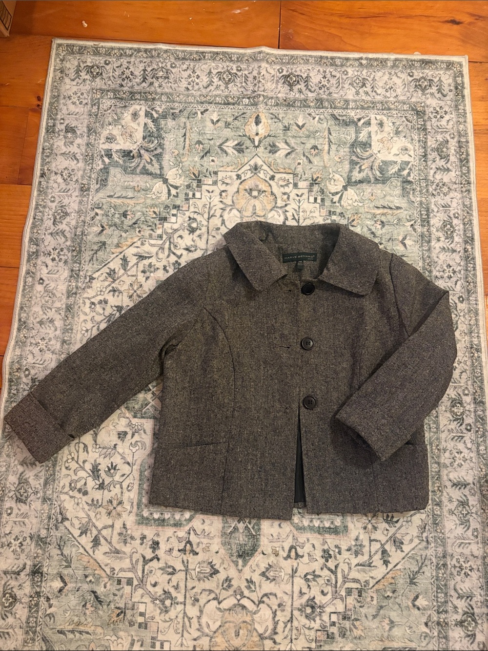 Wool Blend Gray Blazer Jacket- Classic Button Front